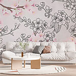 Papel de parede Flores delicadas em tons pastel suaves