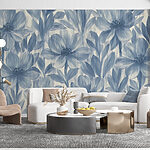 Papel de parede Padrões florais vibrantes em tons de azul