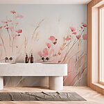 Papel de parede Campo de flores cor-de-rosa