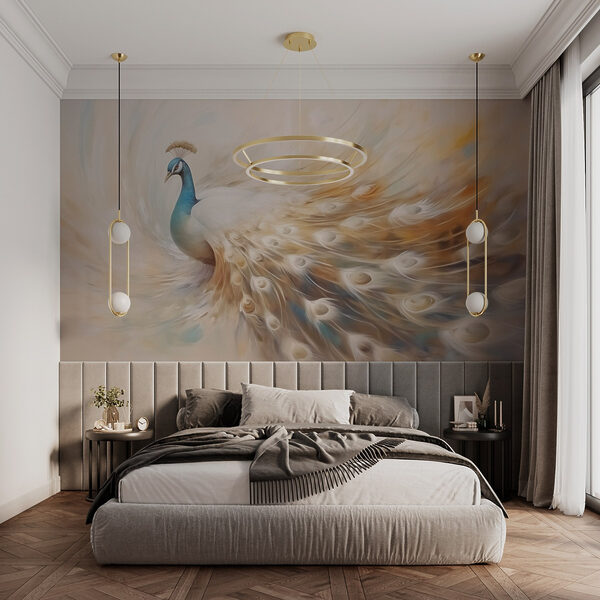Pintura de um pavão Papel de parede Pintura de um pavão