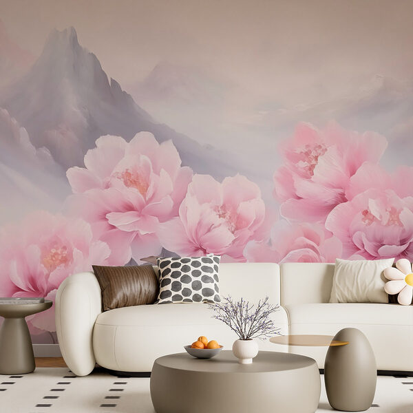 Pintura de flores cor-de-rosa Papel de parede Pintura de flores cor-de-rosa