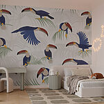 Papel de parede Padrão de aves e plantas