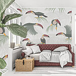 Papel de parede Padrão de aves e plantas