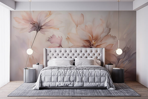 Pintura de flores sobre um fundo branco Papel de parede Pintura de flores sobre um fundo branco