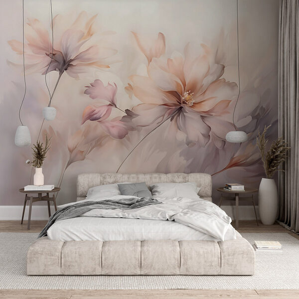 Pintura de flores sobre um fundo branco Papel de parede Pintura de flores sobre um fundo branco
