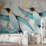 Papel de parede Pintura de pinguins a voar