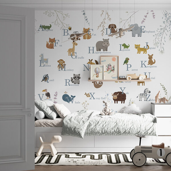 Grupo de animais com letras Papel de parede Grupo de animais com letras