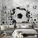 Papel de parede As bolas de futebol rebentam pela parede