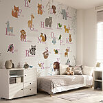 Papel de parede Papel de parede com animais e letras