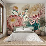 Papel de parede Lindas flores em tons pastel suaves