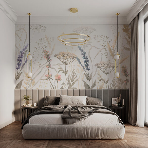Pintura a aguarela de flores e plantas Papel de parede Pintura a aguarela de flores e plantas