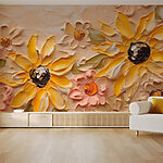 Papel de parede Pintura de flores numa parede