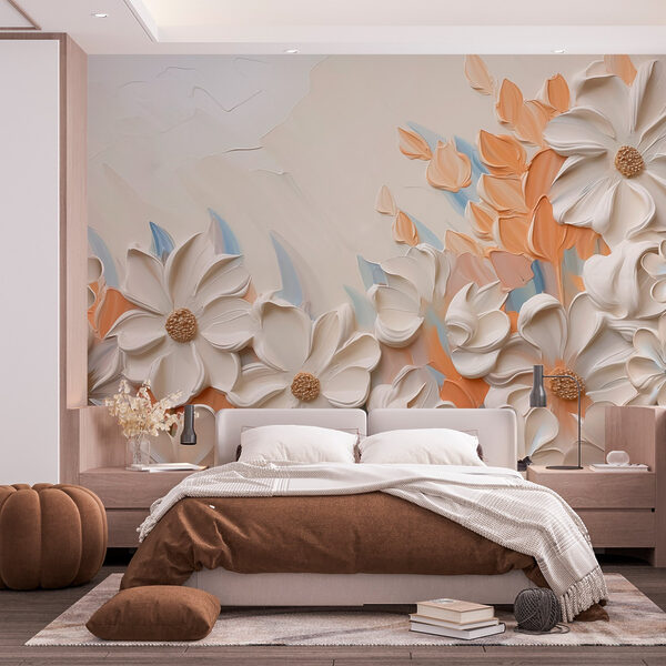 Pintura de flores numa parede Papel de parede Pintura de flores numa parede