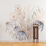 Papel de parede Pintura a aguarela de flores e plantas