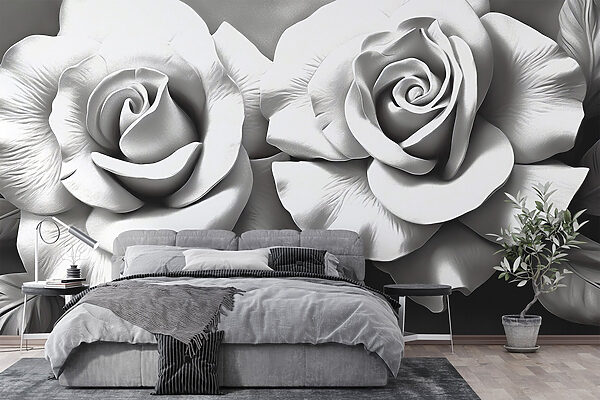 Rosas elegantes em tons brancos suaves Papel de parede Rosas elegantes em tons brancos suaves