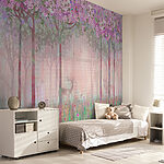 Papel de parede Pintura de flores e relva