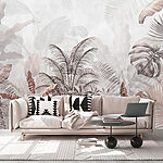 Papel de parede Folhas tropicais silenciosas em tons suaves
