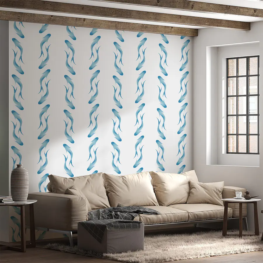Papel de parede Padrão de peixe azul (REF: w00570)