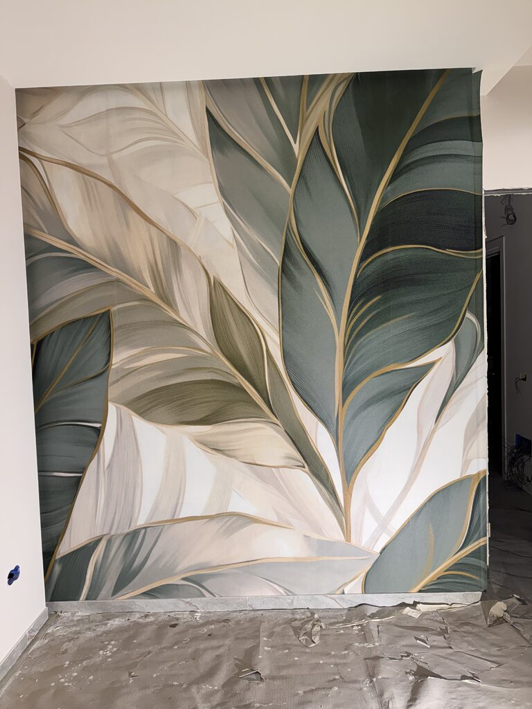 Papel de parede Folhas elegantes em tons suaves
